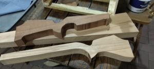 Outlines cut from plain blanks